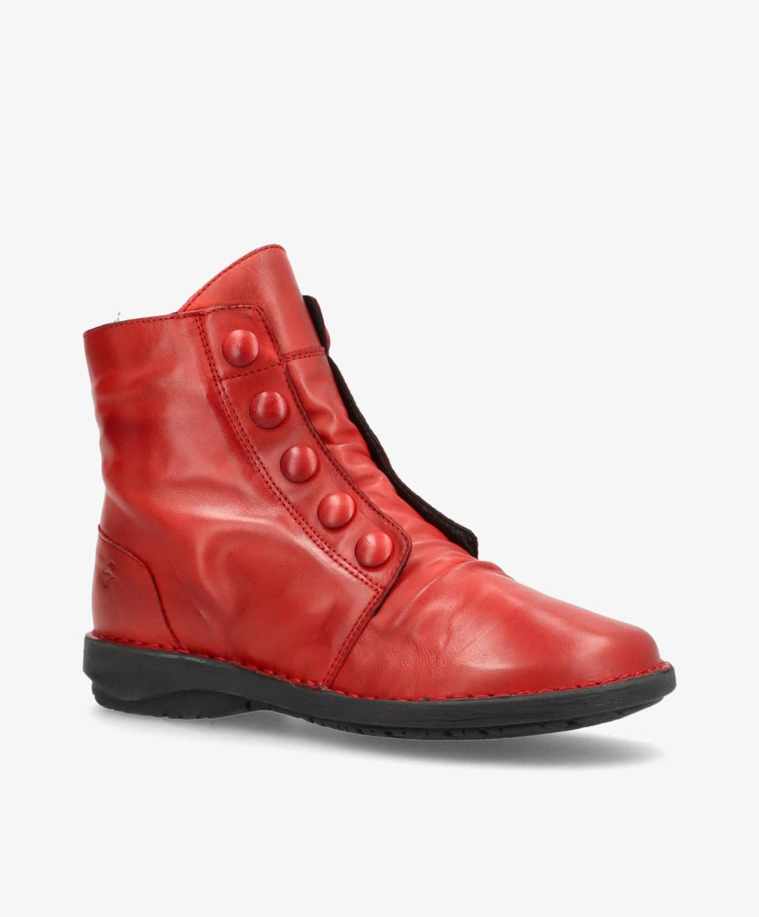 Rød ankelstøvle med knapper fra Shoedesign Copenhagen.