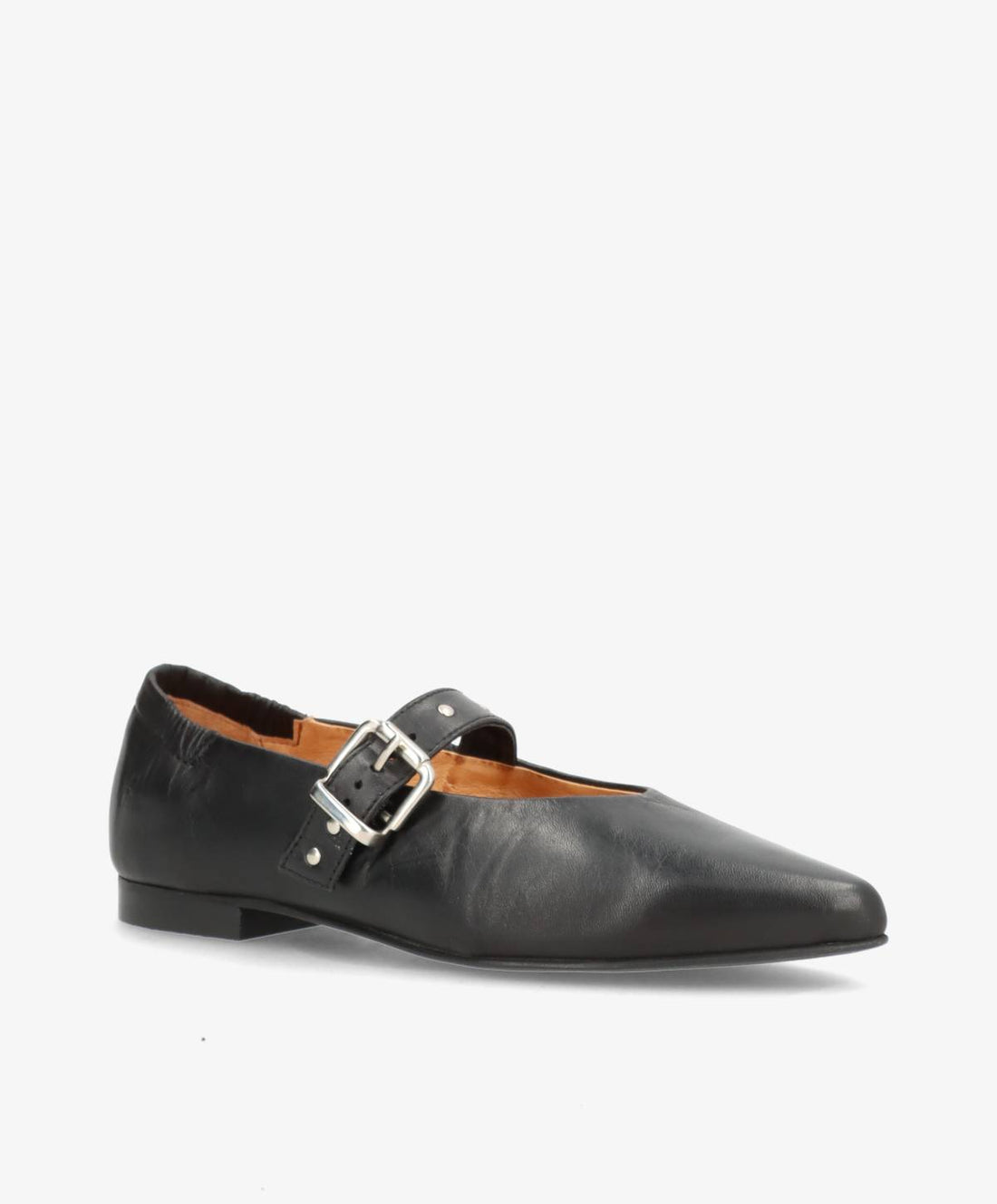 Sort læderballerina med spænde fra Shoedesign Copenhagen.