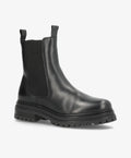 Sort læderstøvle fra Shoedesign Copenhagen med elastiske paneler og kraftig sål.
