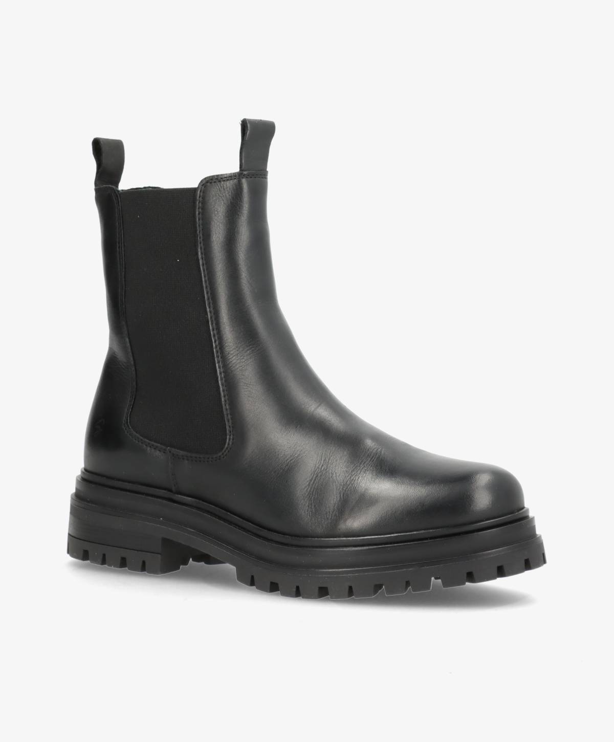 Sort læderstøvle fra Shoedesign Copenhagen med elastiske paneler og kraftig sål.