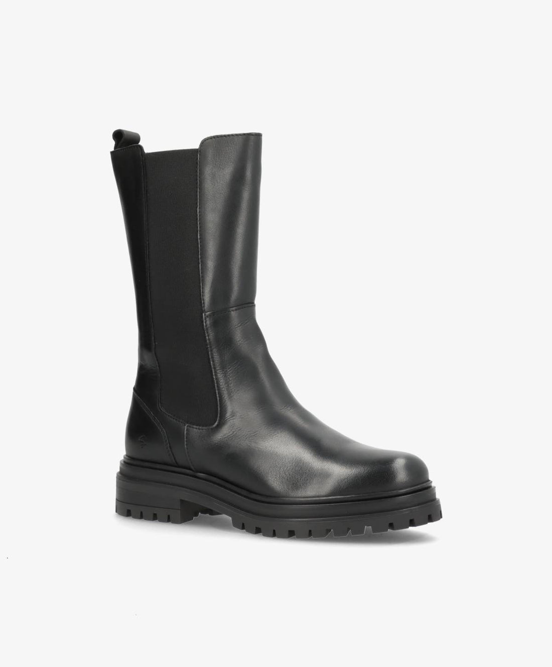 Sort læderstøvle fra Shoedesign Copenhagen med elastiske sidepaneler og robust sål.