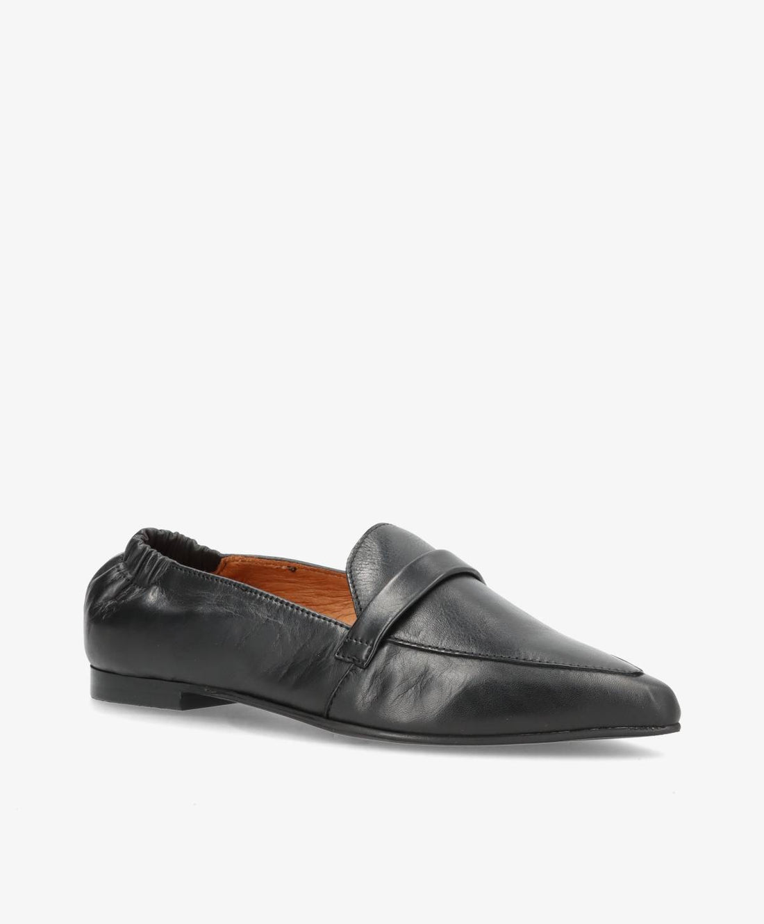 Sort læderloafer fra Shoedesign Copenhagen med elastisk hælkappe og klassisk design.