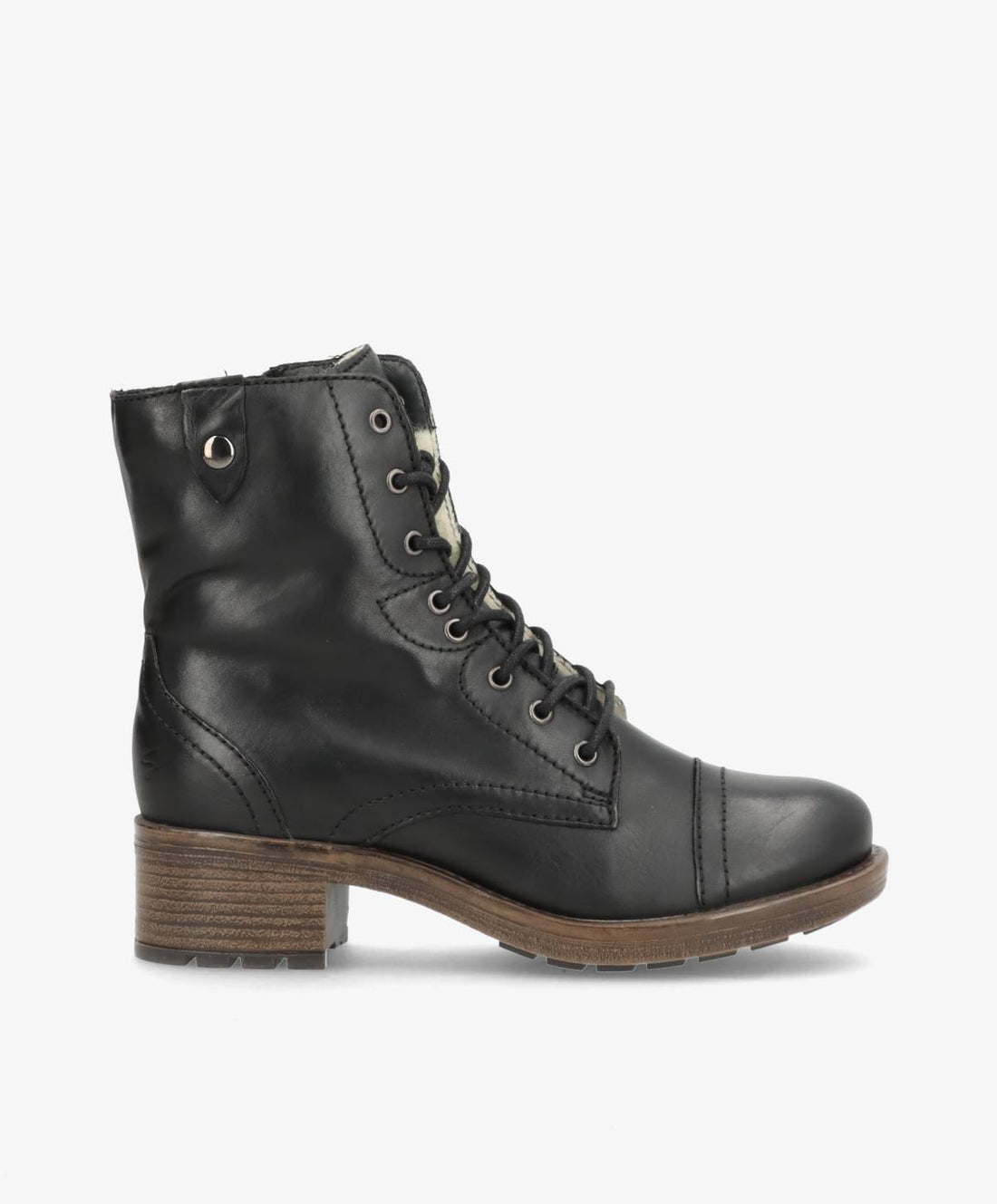 Sort læderstøvle fra Shoedesign Copenhagen med snørebånd og lav hæl.