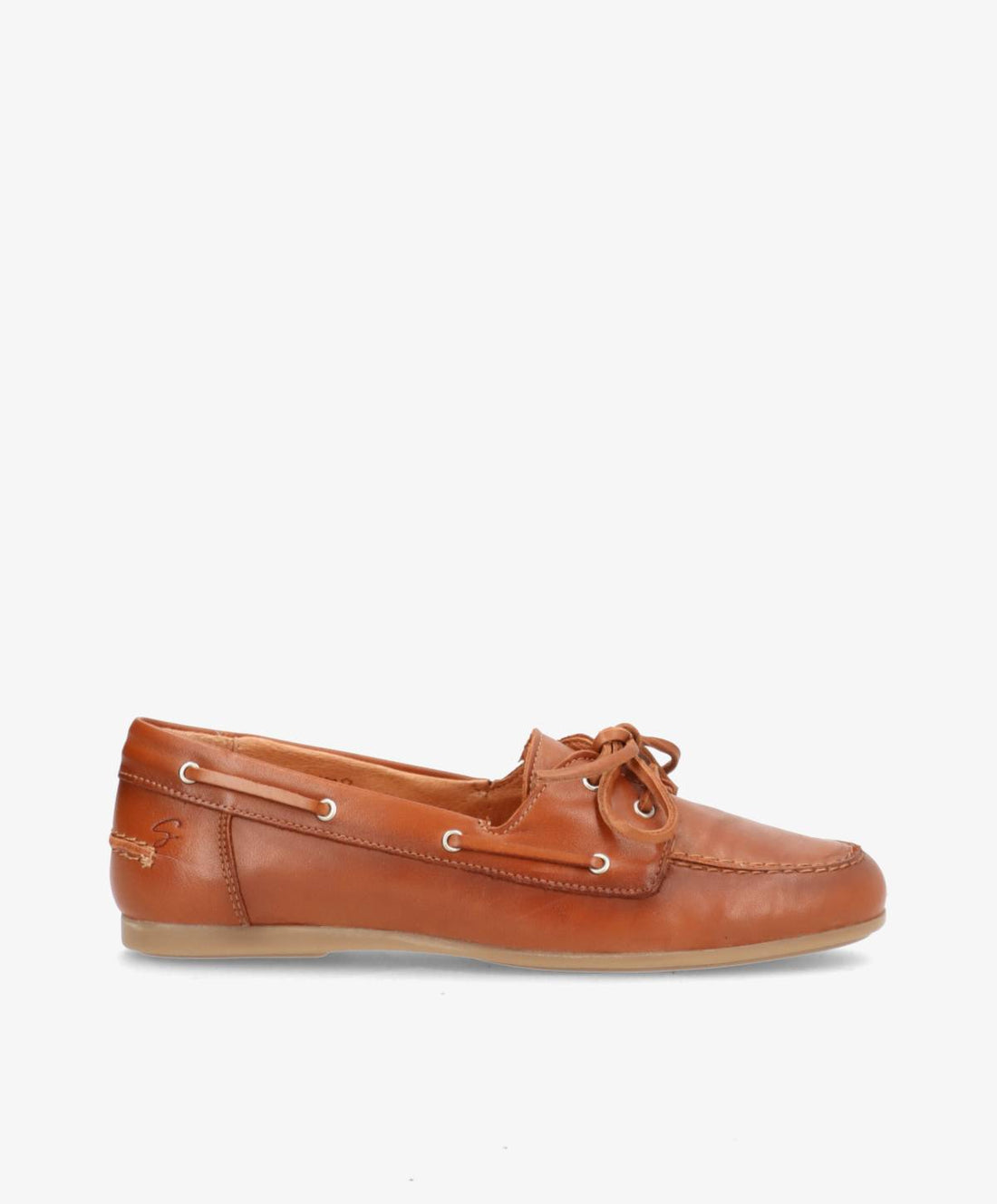 Brun sejlersko fra Shoedesign Copenhagen med snørebånd og synlige syninger.