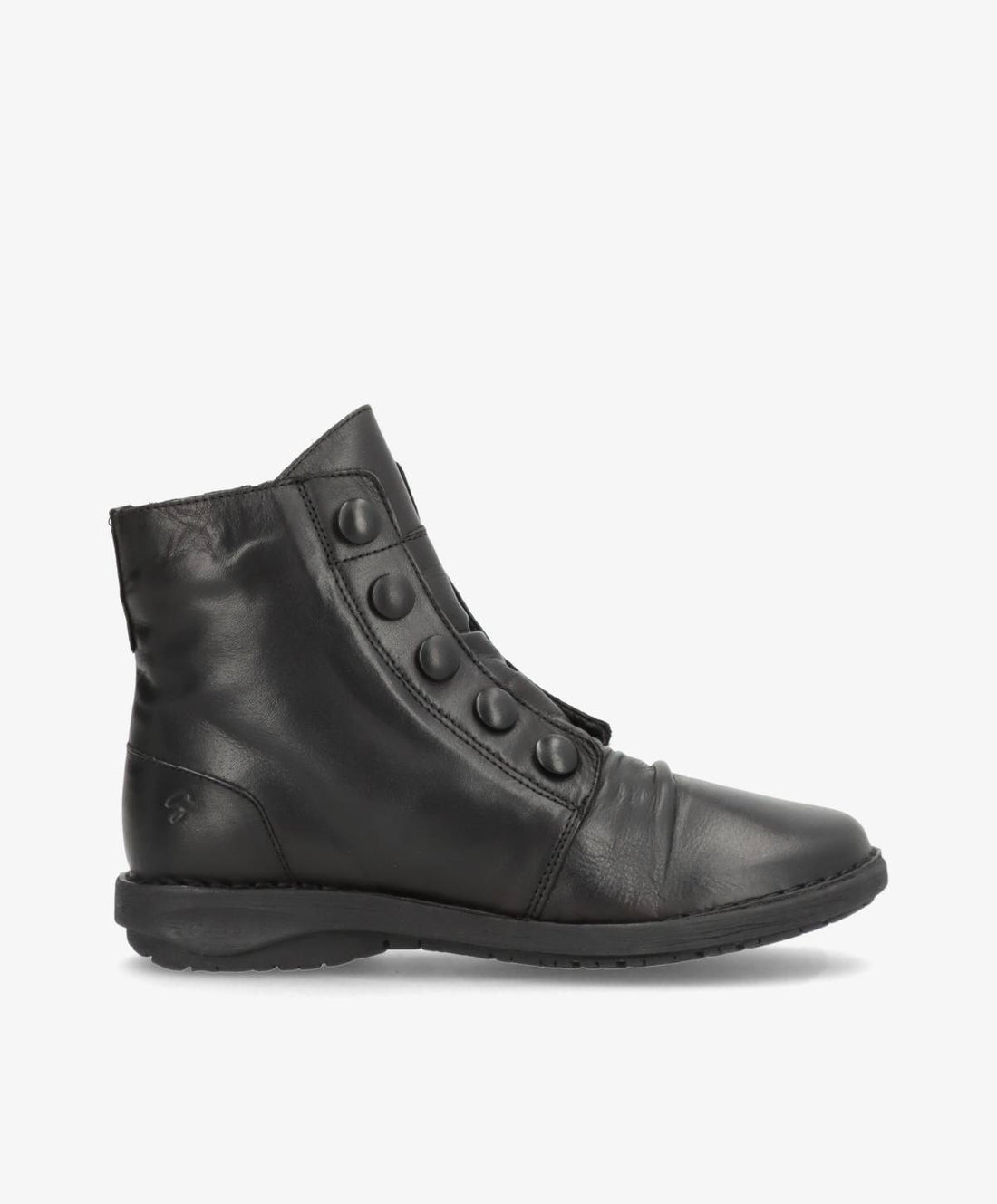 Sort læderstøvle fra Shoedesign Copenhagen med knapdetaljer og lynlås på siden.