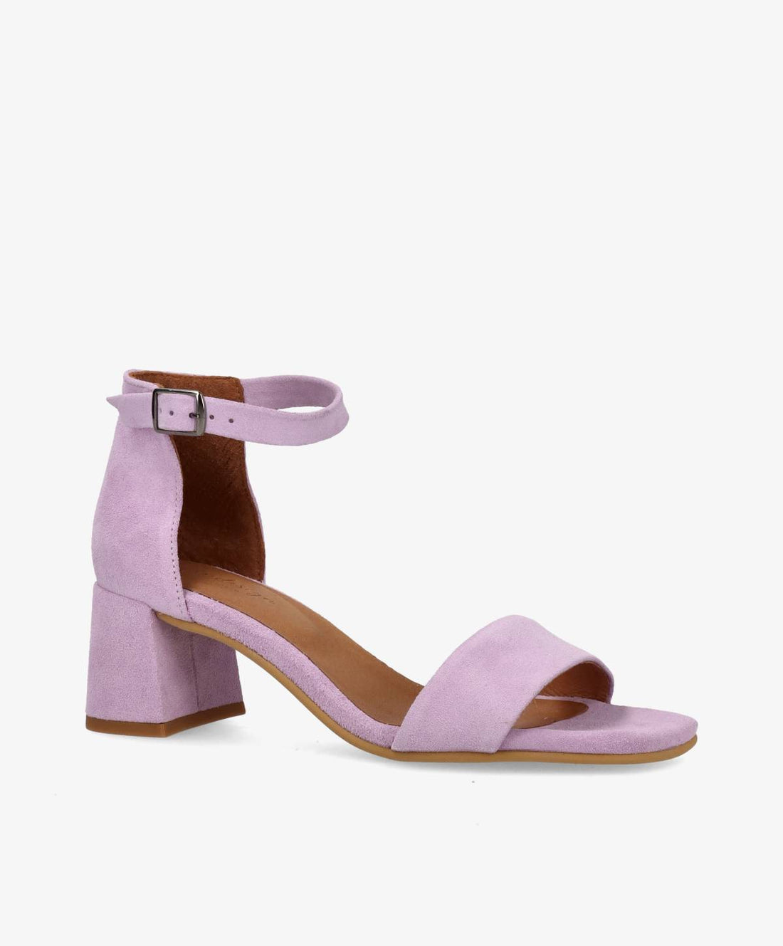 Lilla ruskindssandal fra Shoedesign Copenhagen med justerbar ankelrem og hæl.