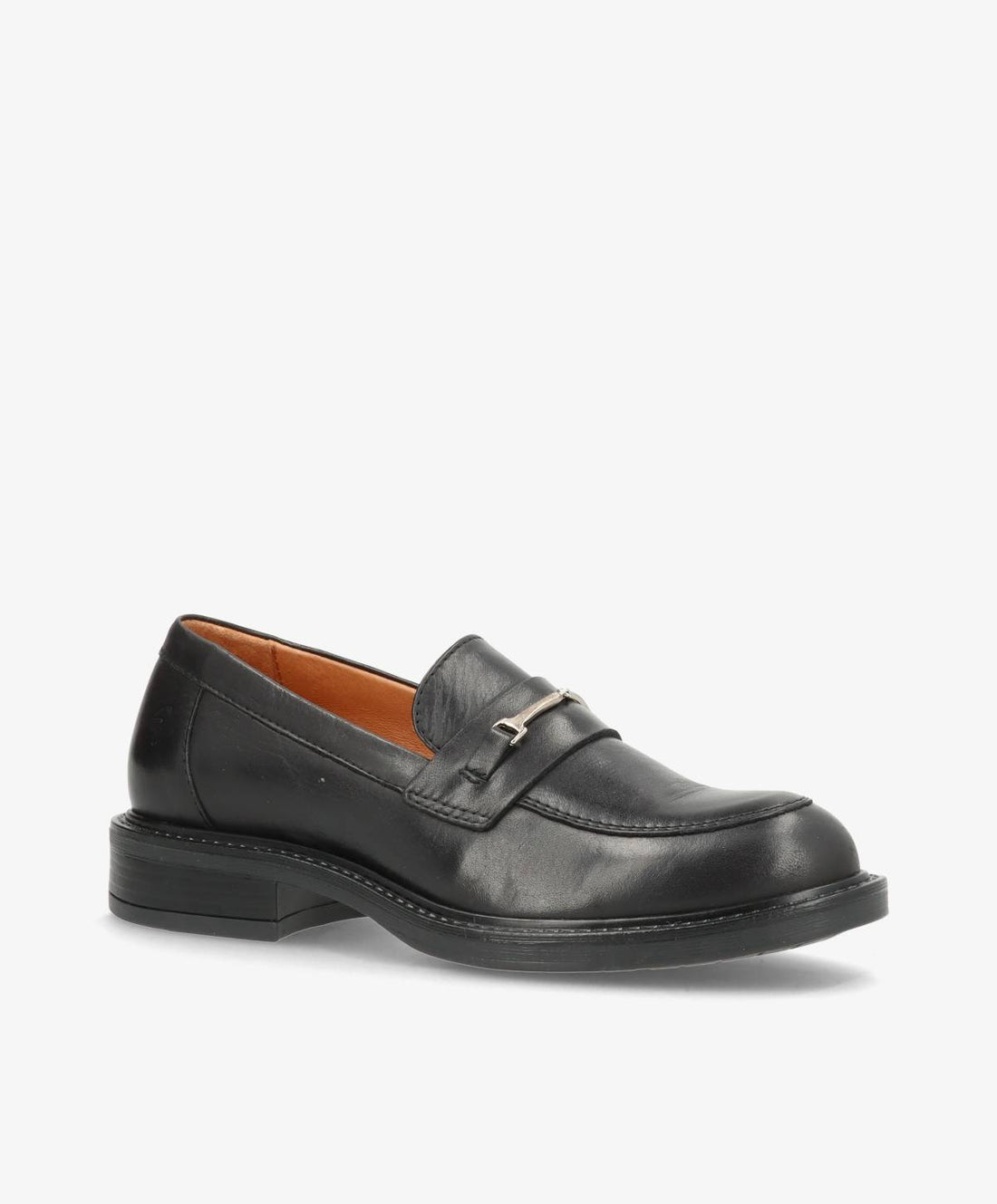 Sort lædersko fra Shoedesign Copenhagen med spænde og lav hæl.