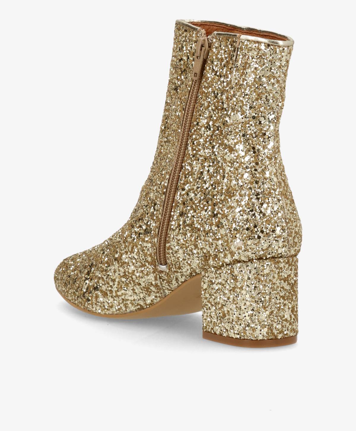 Guldglitrende ankelstøvle med lynlås fra Shoedesign Copenhagen.
