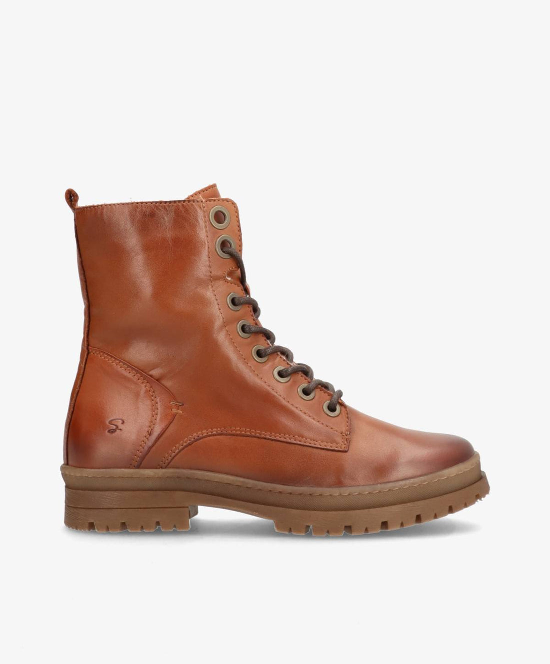 Brun læderstøvle fra Shoedesign Copenhagen med snørebånd og robust sål.