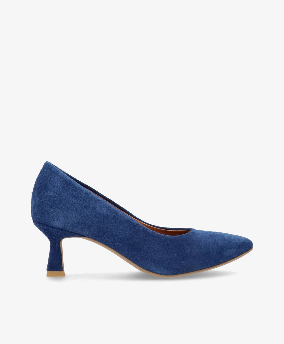 Blå ruskindspumps med lav hæl fra Shoedesign Copenhagen.