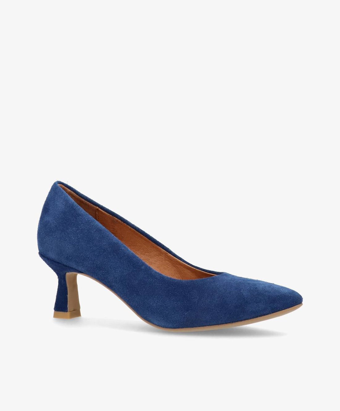 Blå ruskindspumps med lav hæl fra Shoedesign Copenhagen.