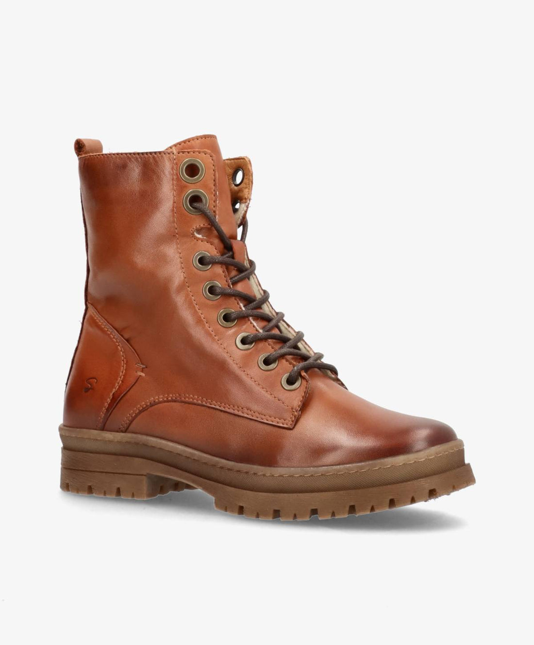 Brun læderstøvle fra Shoedesign Copenhagen med snørebånd og robust sål.