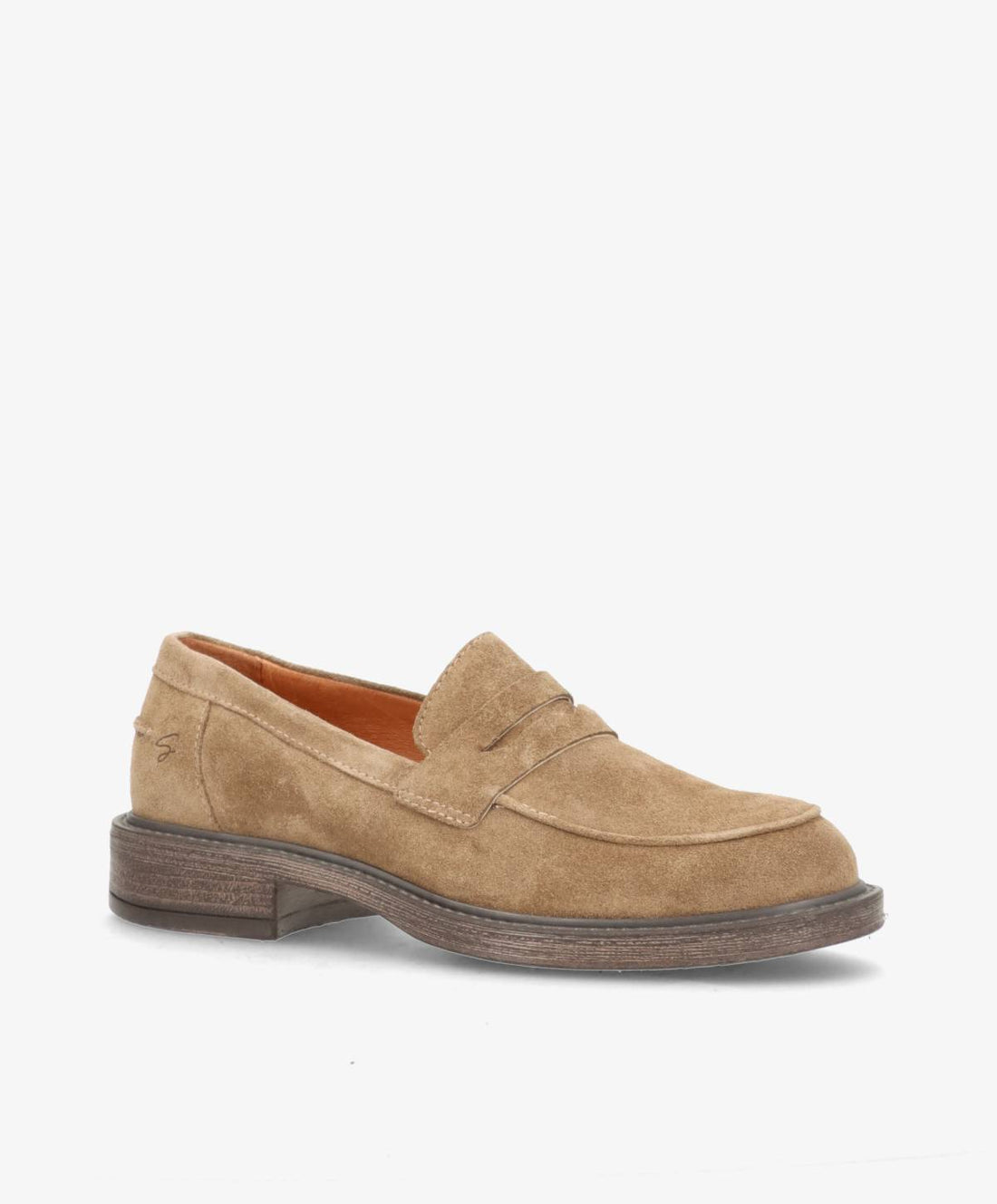 Brun ruskind loafer fra Shoedesign Copenhagen med en solid træfarvet sål.