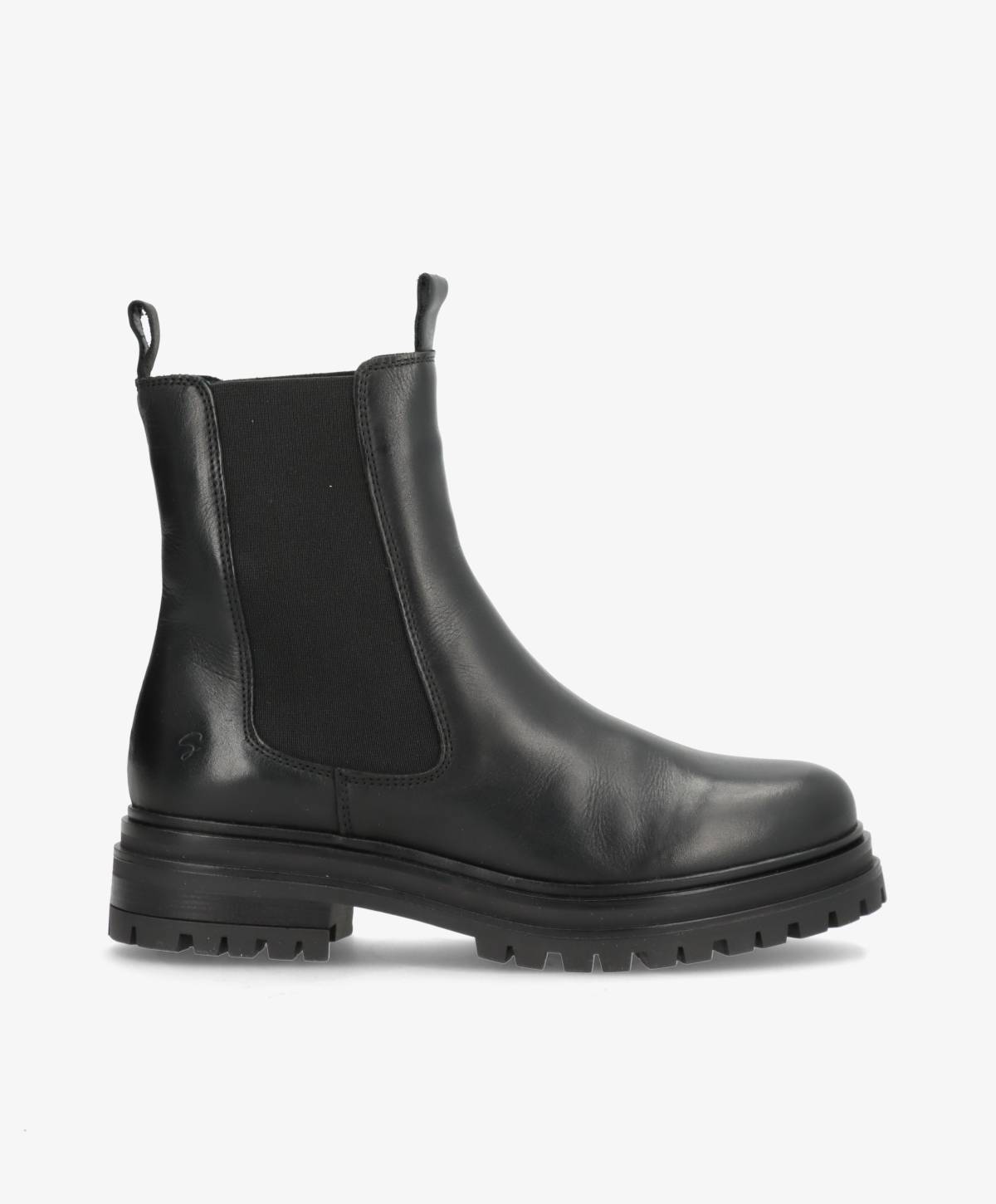Sort læderstøvle fra Shoedesign Copenhagen med elastiske paneler og robust sål.