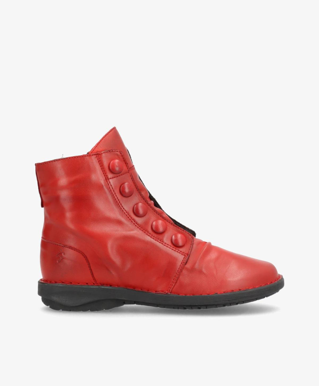 Rød ankelstøvle med knapper fra Shoedesign Copenhagen.