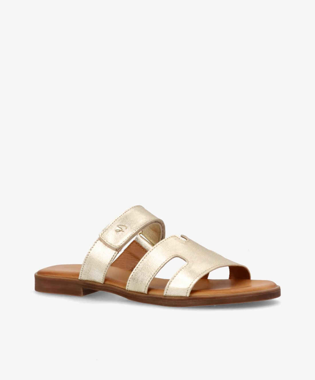 Claire sandal i champagnefarvet læderlaminat fra Shoedesign Copenhagen.