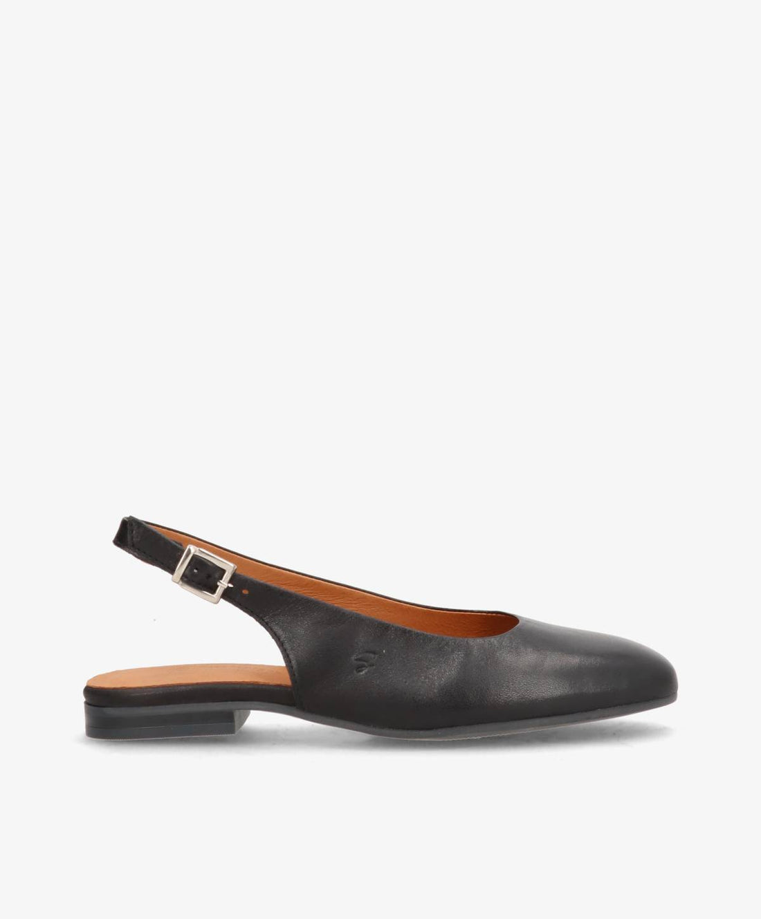 Sort læderballerina fra Shoedesign Copenhagen med justerbar rem.