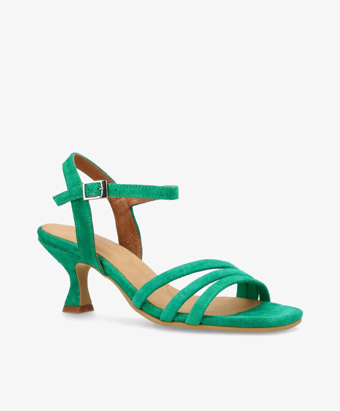 Grøn pumps fra Shoedesign Copenhagen med remme og lille hæl.