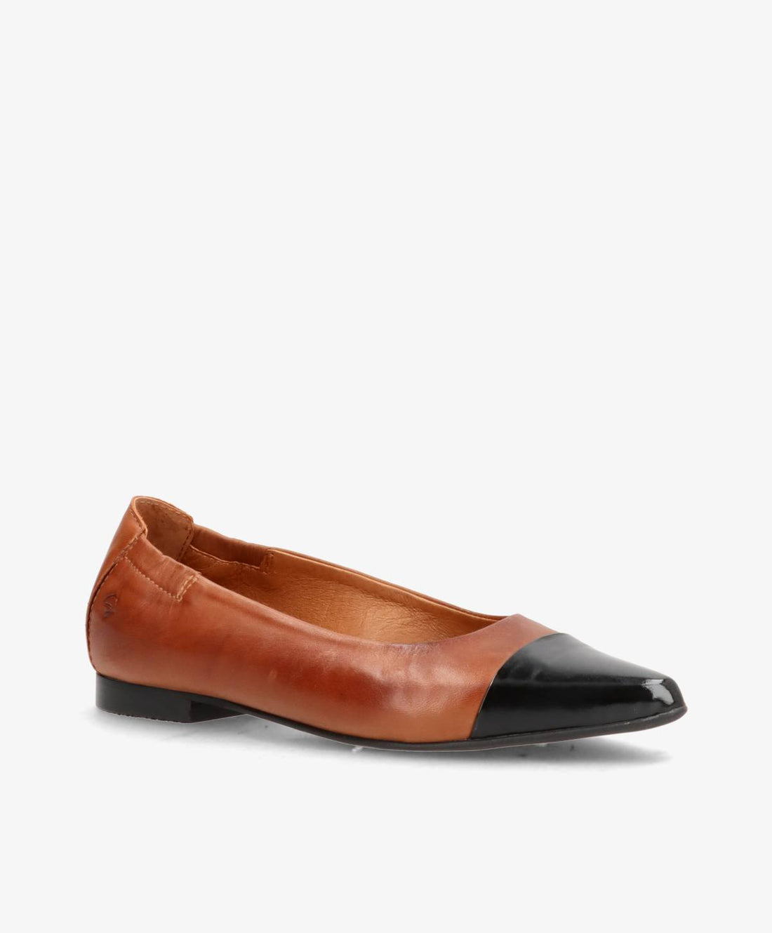 Brun og sort læderballerina fra Shoedesign Copenhagen.