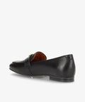 Sort læderloafer fra Shoedesign Copenhagen, set fra siden med en lav hæl og minimalistisk design.