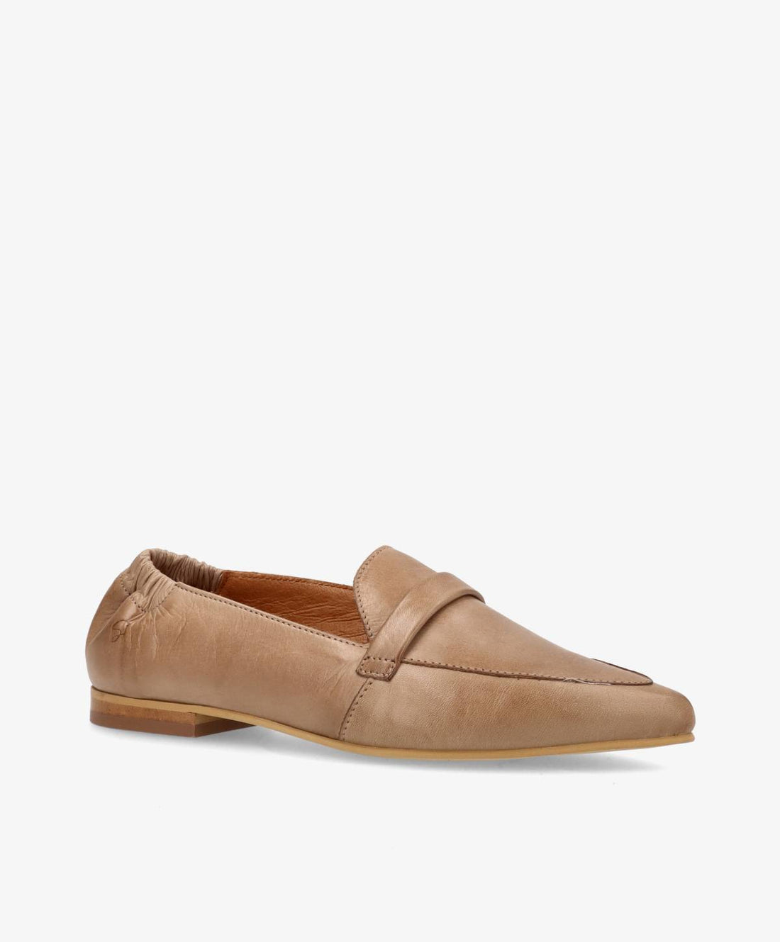 Beige dame loafer fra Shoedesign Copenhagen med elastisk hælkappe.