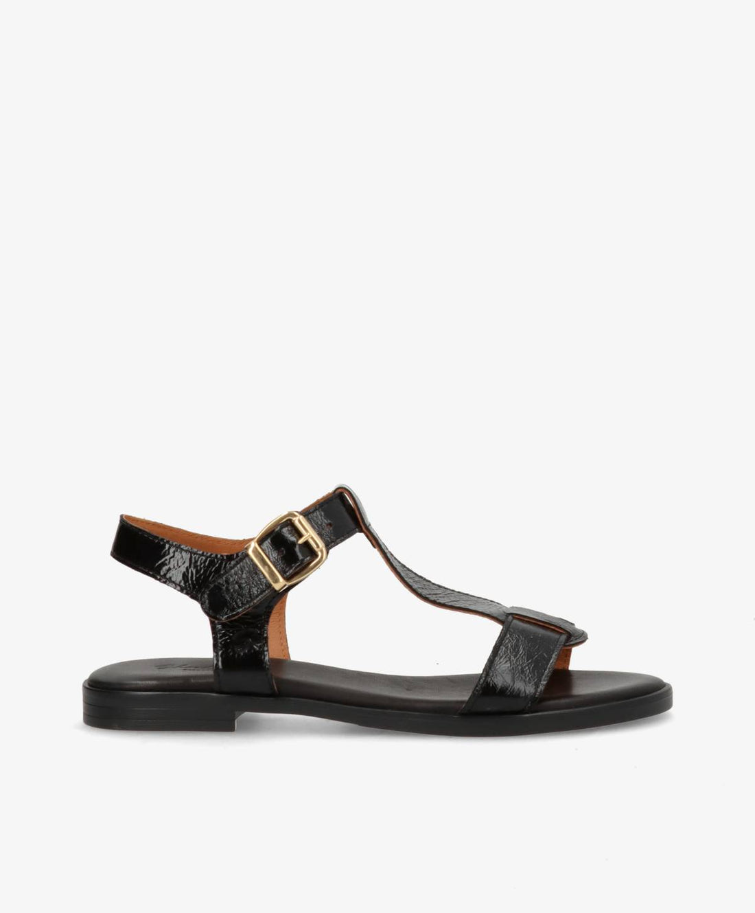 Sort læder sandal fra Shoedesign Copenhagen med spænde.