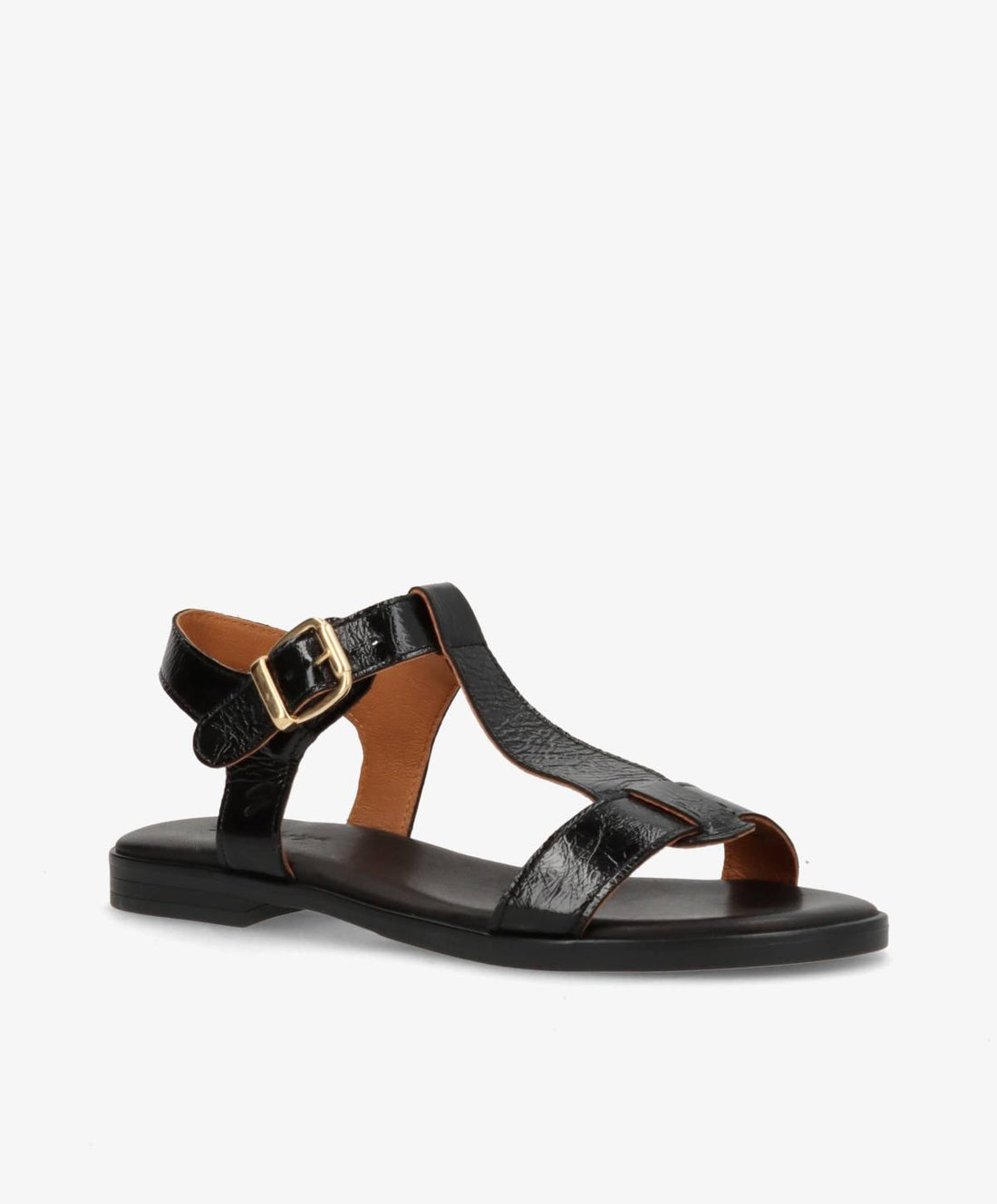 Sort læder sandal fra Shoedesign Copenhagen med spænde.