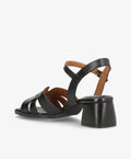 Sort læder sandal fra Shoedesign Copenhagen med blokhæl og justerbar rem.