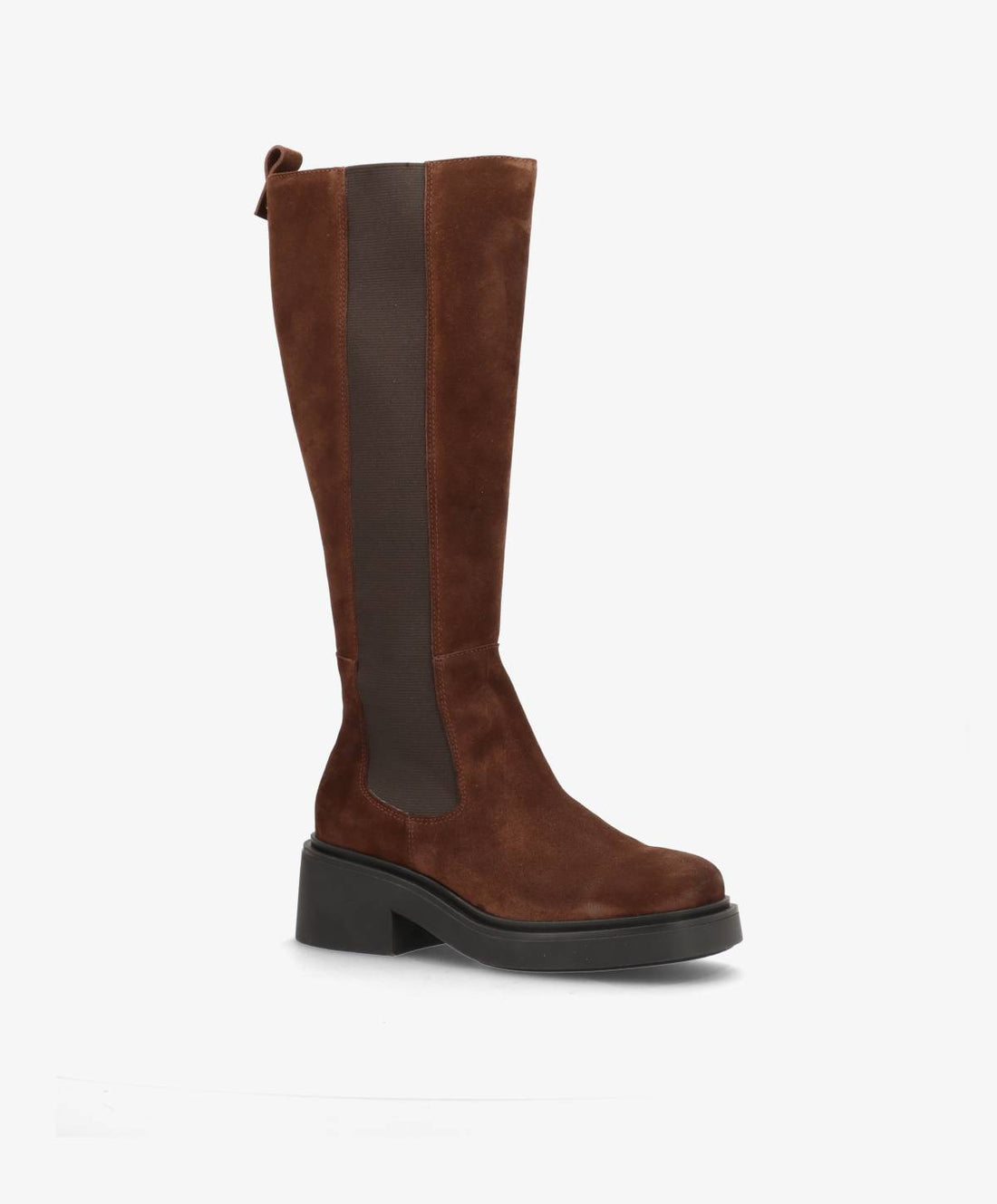 SADDLE LONG S - Mørkebrun ruskind - Lange støvler Dame
