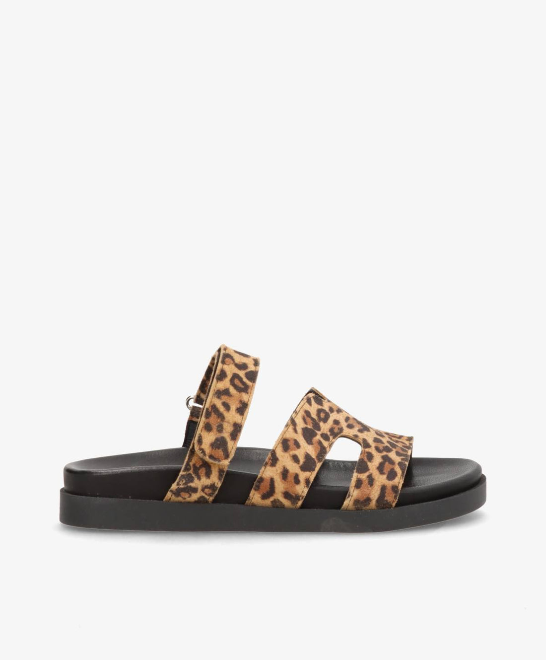 Sandaler fra Shoedesign Copenhagen i leopardmønstret ruskind med sorte såler.