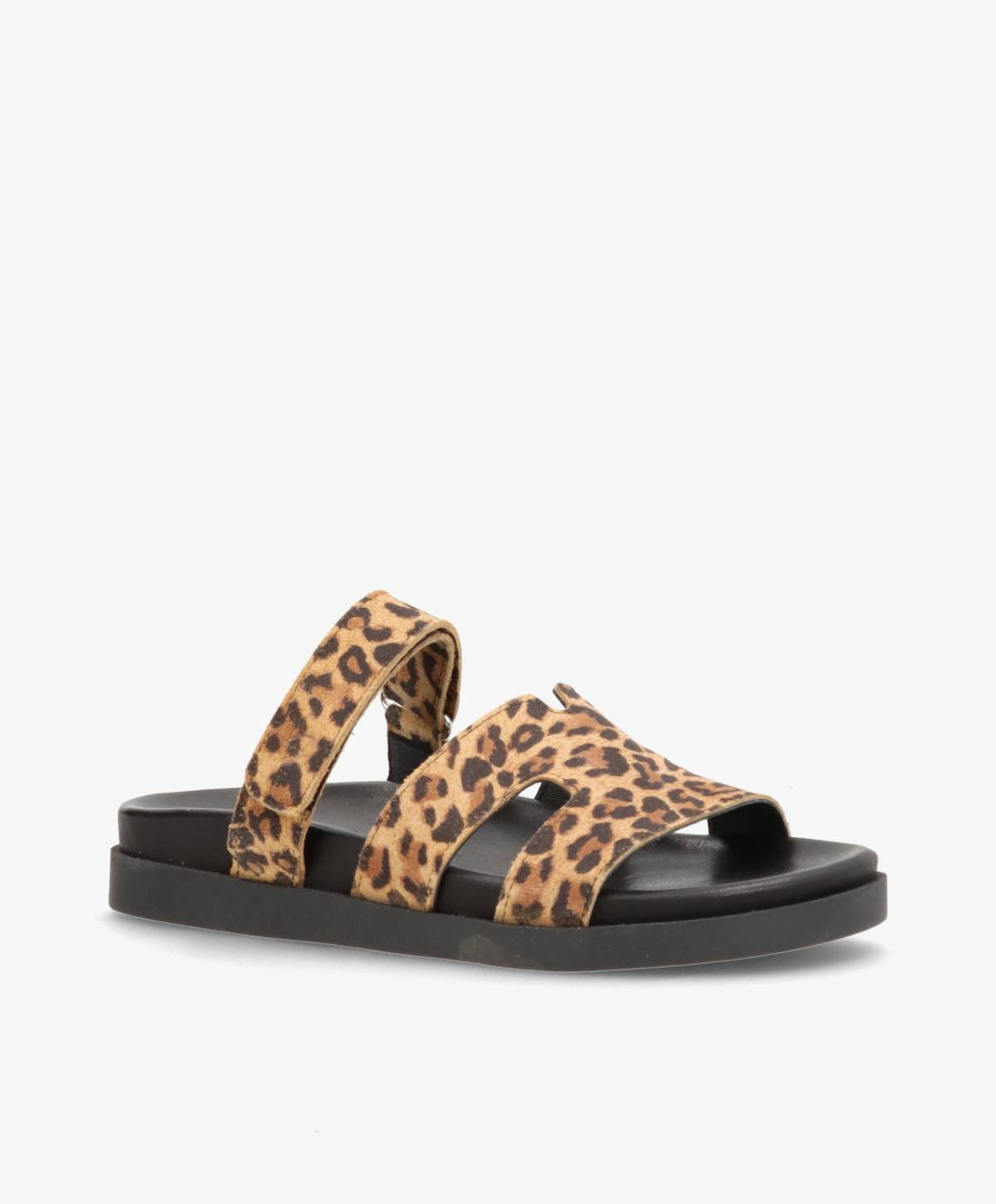 Sandaler fra Shoedesign Copenhagen i leopardmønstret ruskind med sorte såler.