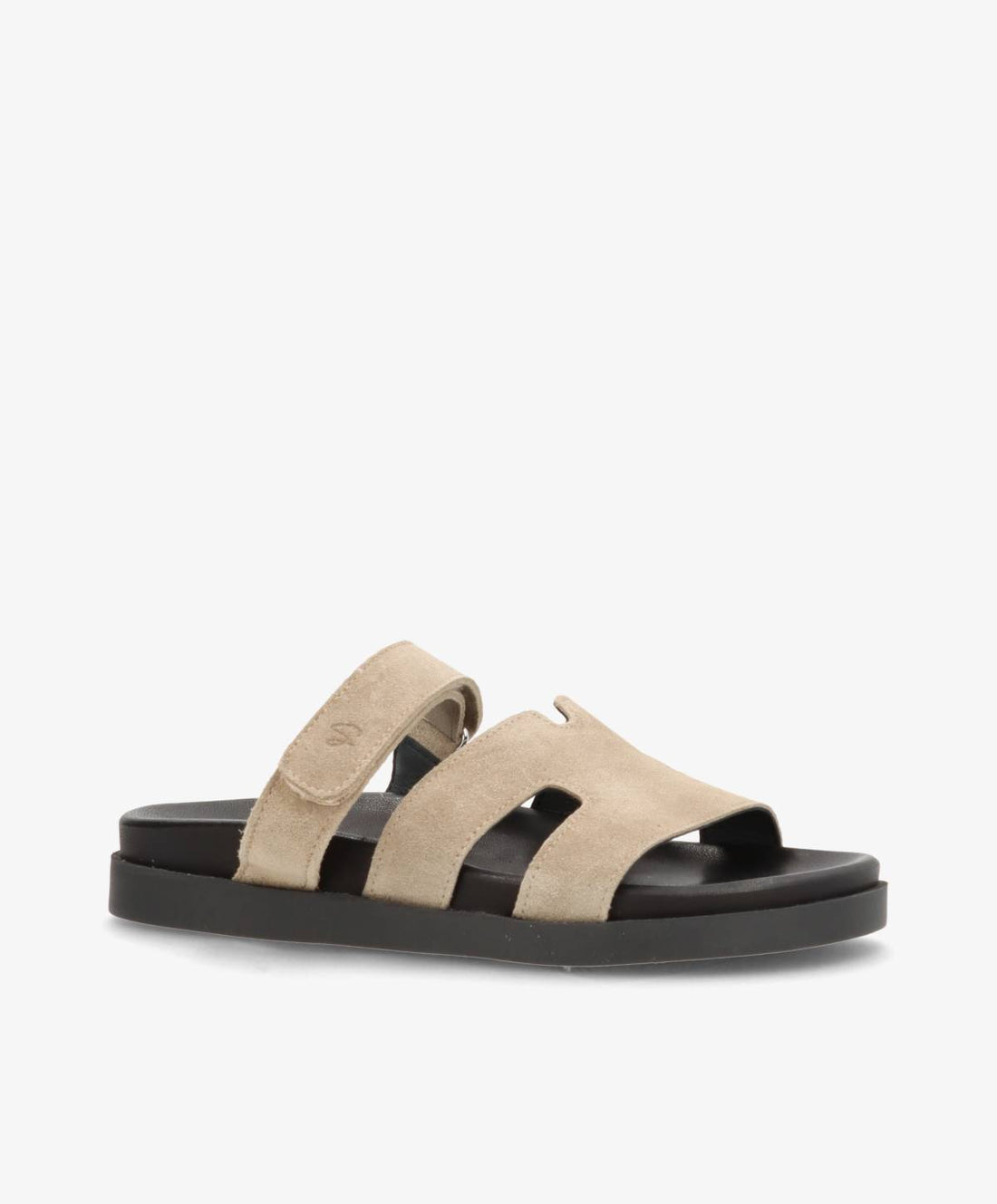 Sandaler fra Shoedesign Copenhagen i taupe ruskind med sort sål.