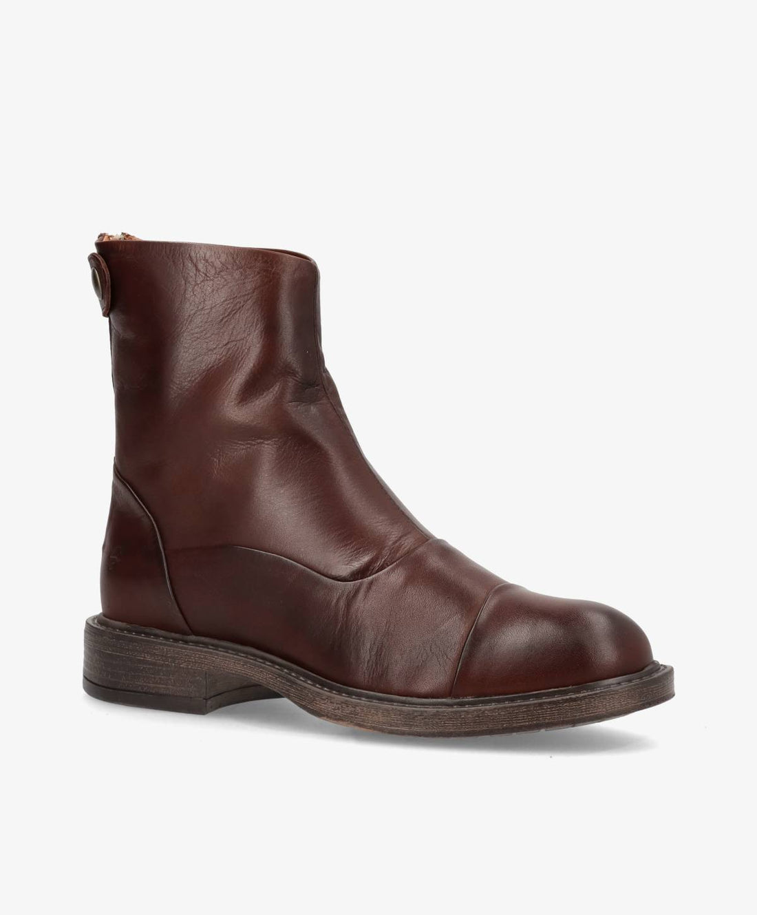 Mørkebrune skindstøvler fra Shoedesign Copenhagen med lynlåsluk bagtil.