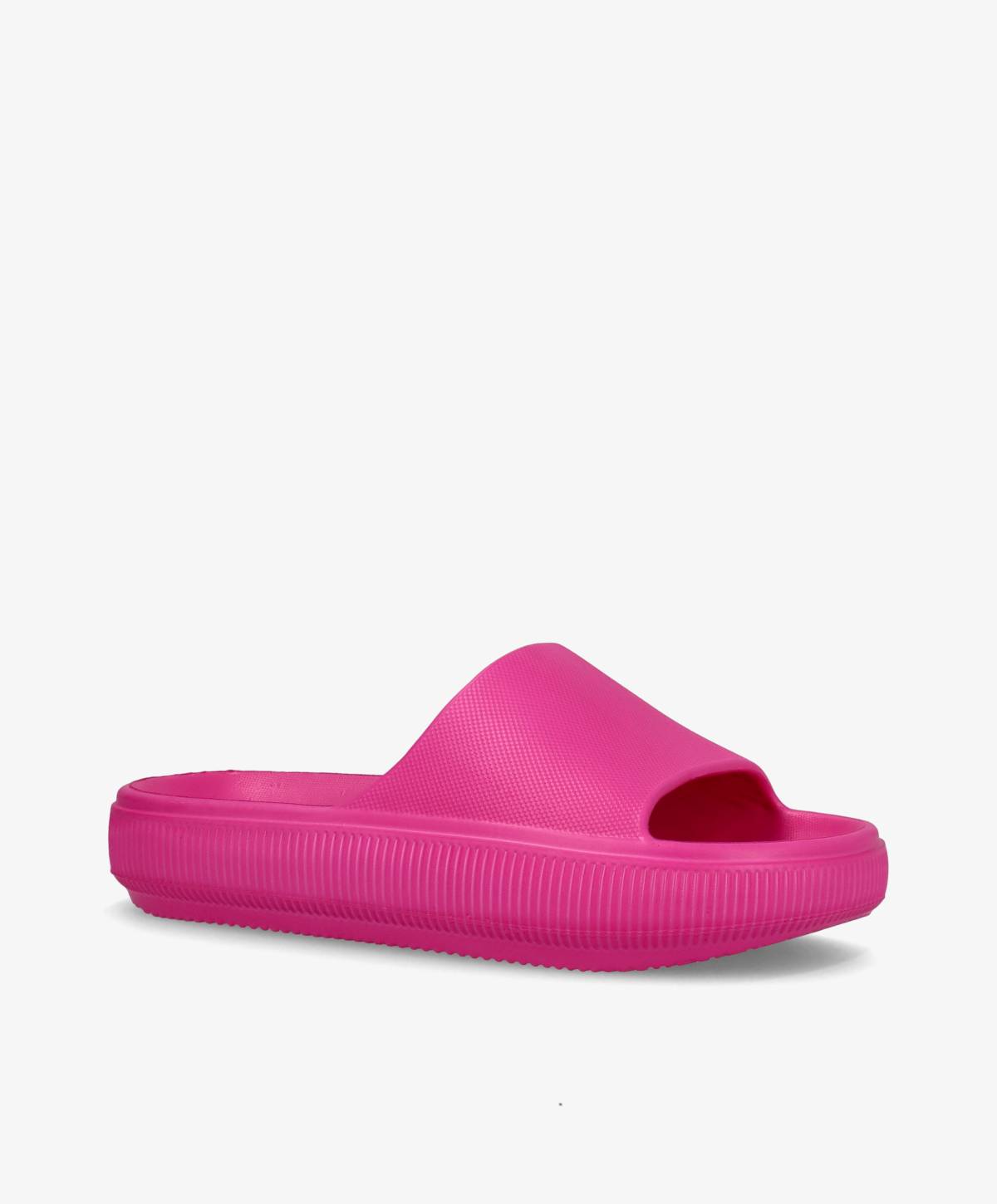 Lyserød gummisandal fra Shoedesign Copenhagen med åben tå og rillet sål.