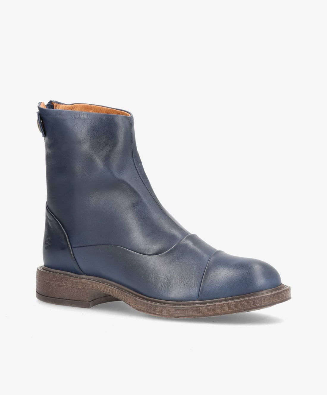 Blå skindstøvler fra Shoedesign Copenhagen med lynlåsluk bagtil.