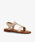 Beige sandaler fra Shoedesign Copenhagen med krokodillemønster og justerbar rem.