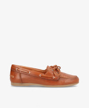 Brun sejlersko fra Shoedesign Copenhagen med snørebånd og synlige syninger.