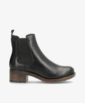 Sort ankelstøvle fra Shoedesign Copenhagen med elastikpaneler og lav hæl.