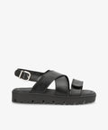 Sort lædersandal fra Shoedesign Copenhagen med justerbar rem og robust sål.