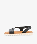 Sort lædersandal fra Shoedesign Copenhagen med flade såler og justerbar rem.