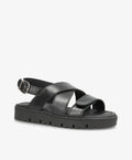 Sort lædersandal fra Shoedesign Copenhagen med justerbar rem og robust sål.