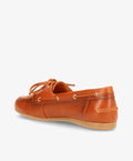 Brun sejlersko fra Shoedesign Copenhagen med snørebånd og synlige syninger, set fra siden.
