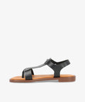Sort lædersandal fra Shoedesign Copenhagen med brun sål og justerbar rem.