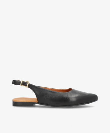 ESTELLE - Sort læder - Slingback sko Dame