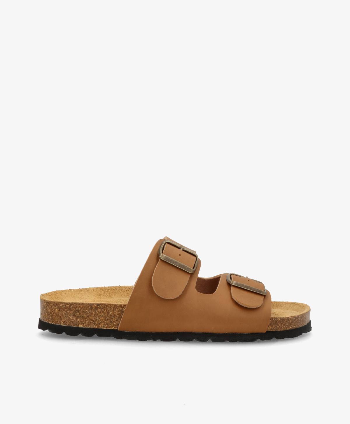 Dame sandal i camel farve fra Shoedesign Copenhagen med to justerbare remme og korksål.