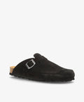 Sort HATTIE-mule fra Shoedesign Copenhagen med sølvspænde og korksål.