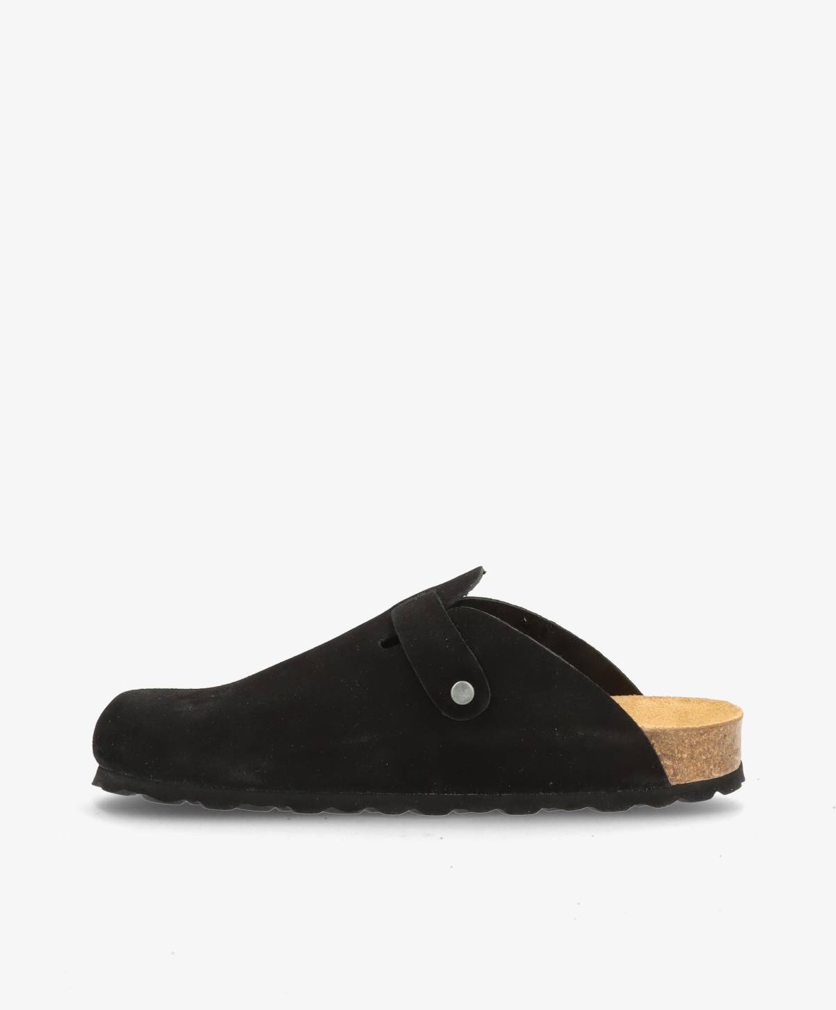 Sort mule fra Shoedesign Copenhagen med åben hæl og justerbar rem.