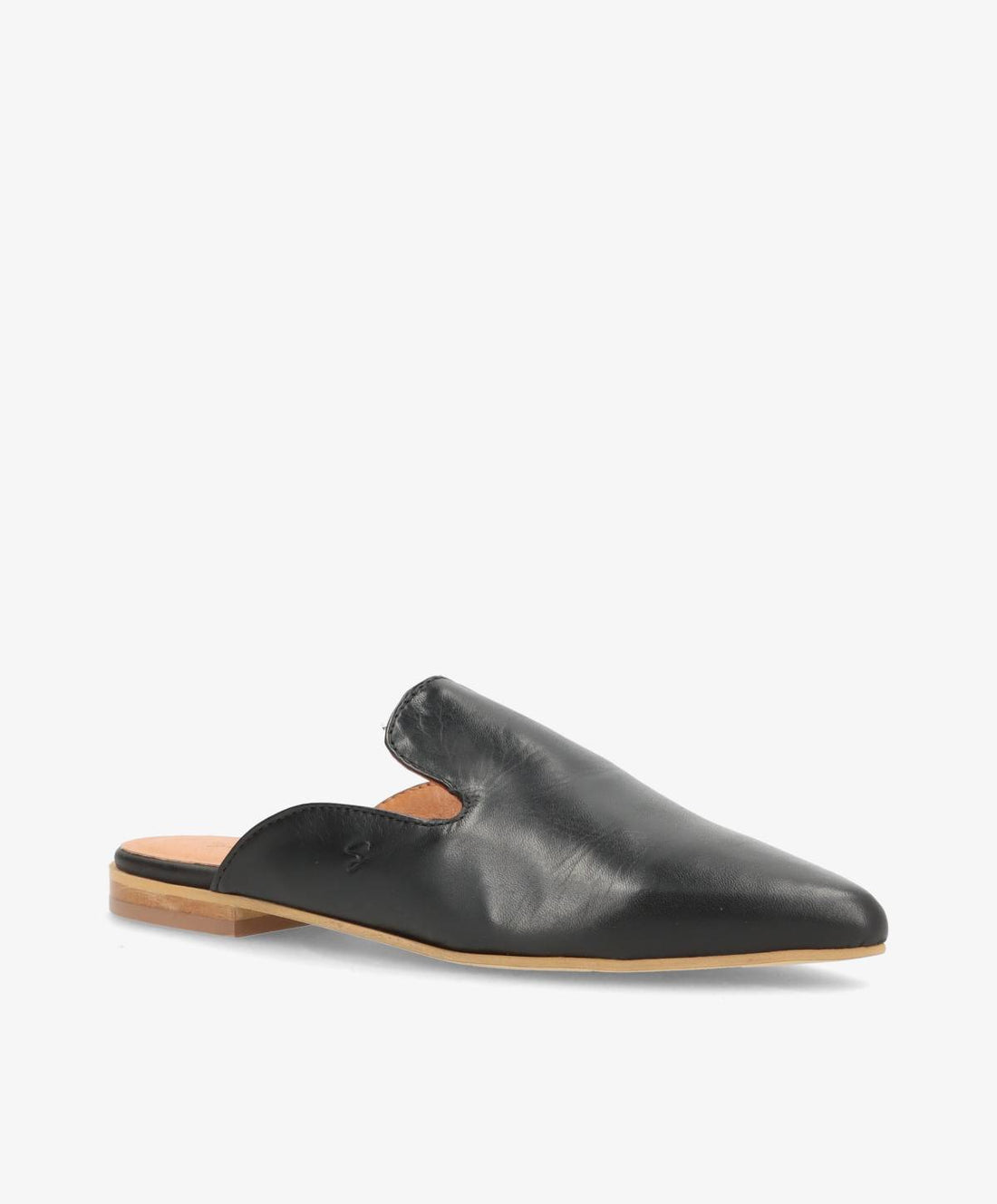 Sort slip-in damesko fra Shoedesign Copenhagen, set fra siden med flad sål og minimalistisk design.