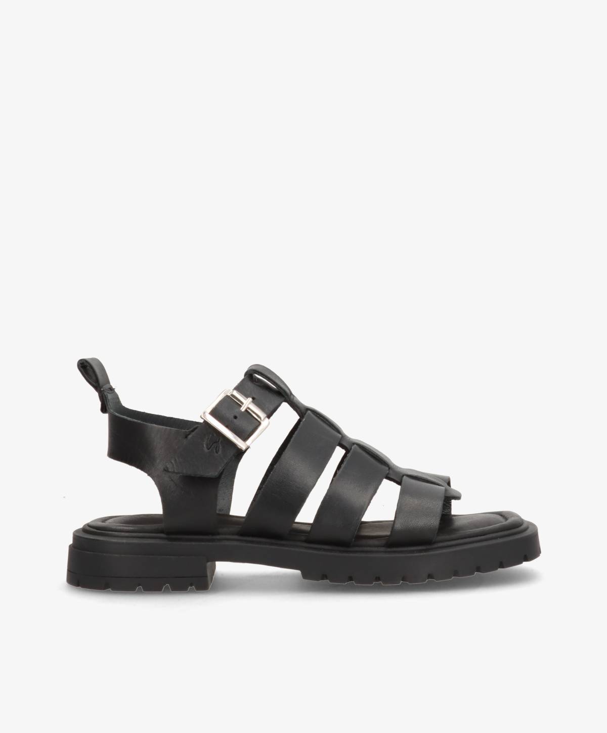 Sort læder sandal fra Shoedesign Copenhagen med justerbar rem og robust sål.