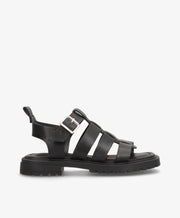 Sort læder sandal fra Shoedesign Copenhagen med justerbar rem og robust sål.